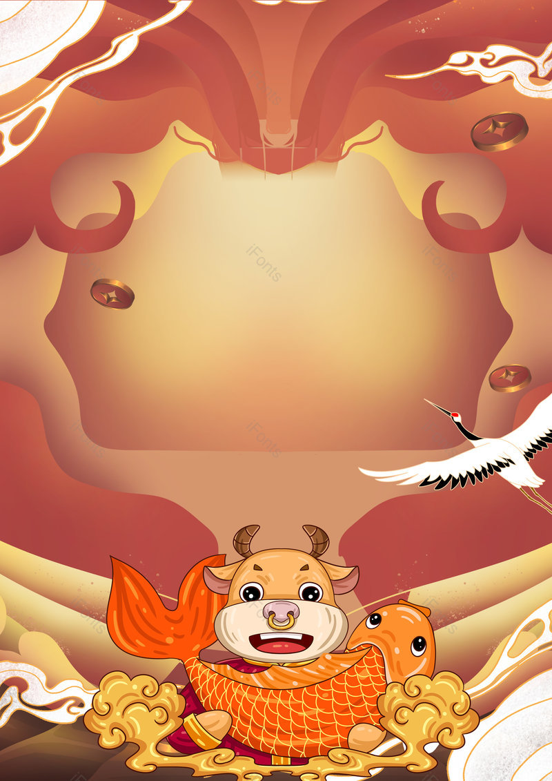 2021年新年牛年平面海报背景设计,插画/手绘图,插画/手绘图库,插画/手绘图下载,插画/手绘